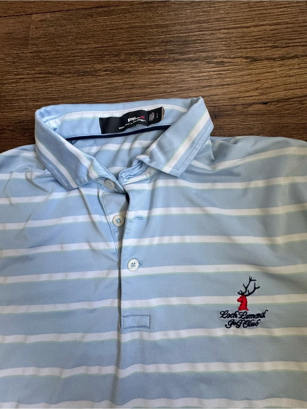 Ralph Lauren Light Blue & White Striped Polo Golf Shirt